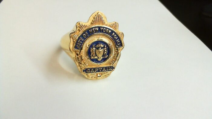 Mens NYPD Captain Nickel Size Shape of the Shield Ring 6