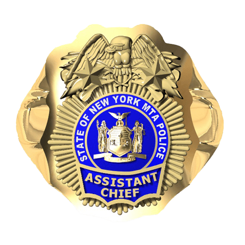 NYS MTA Police Assistant Chief XL Ring (with Nickel-Size Shield) 1