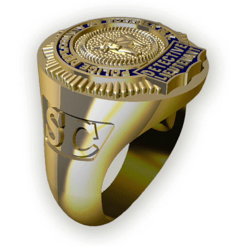 Mens Suffolk County PD Detective Lieutenant Deep Carved Shield Ring 3
