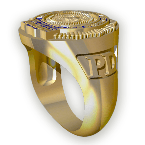 Mens Suffolk County PD Detective Lieutenant Deep Carved Shield Ring 2